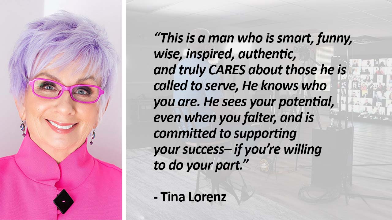 Split image of entrepreneur Tina Lorenz and Myron Golden speaking during the Make More Offers Challenge business training.