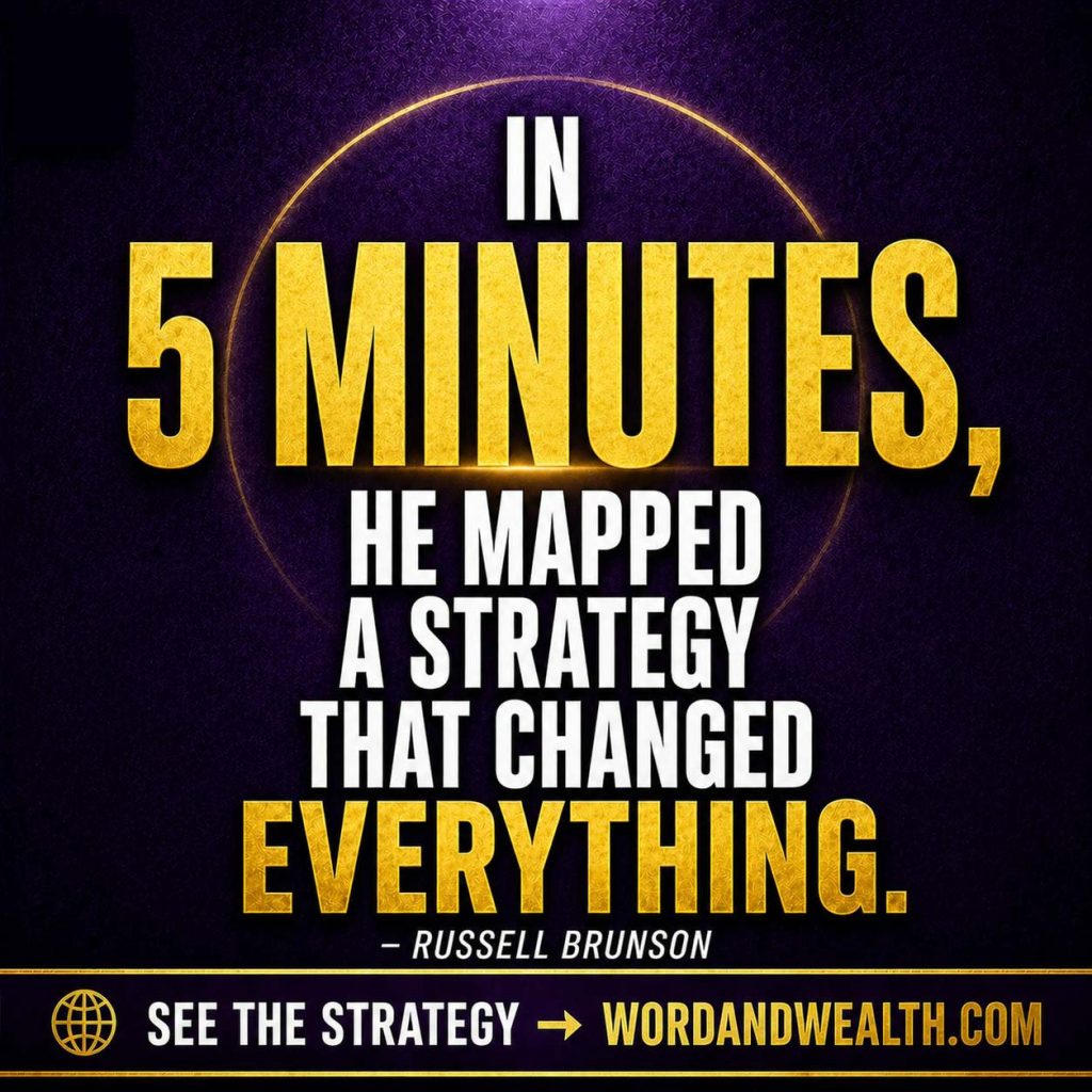 Russell Brunson quote about a five minute whiteboard idea creating a small fortune